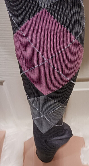 Knee High Socks In Argyle Pattern In Gray and Pink Size S/M - Picture 8 of 12